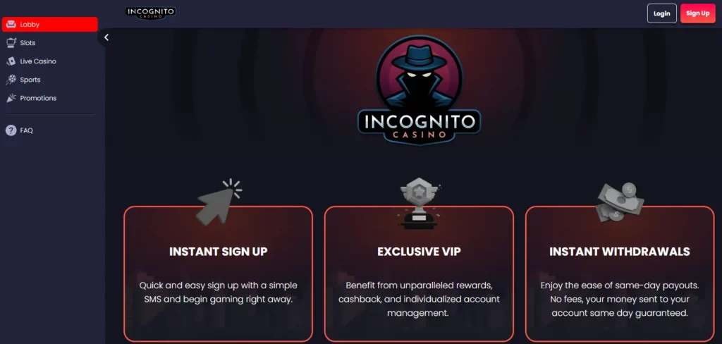 incognito main screen